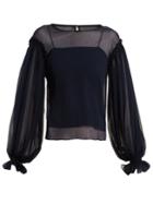 Emilio De La Morena Gathered-sleeve Silk-chiffon Blouse