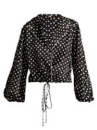 Matchesfashion.com Johanna Ortiz - Let's Dip Balloon Sleeve Silk Blouse - Womens - Black White