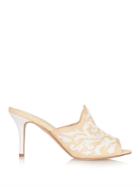 Oscar De La Renta Roslyn Embroidered Raffia Mules