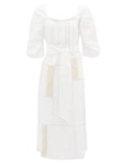 Matchesfashion.com Gabriela Hearst - Daphine Patchwork Linen-blend Dress - Womens - White