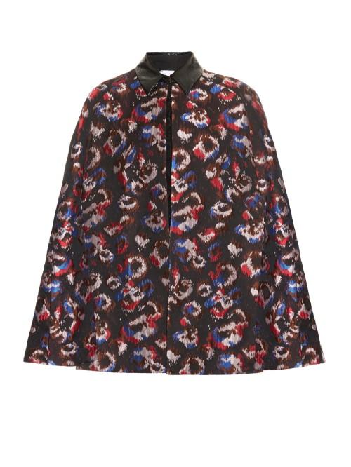 Caterina Gatta Faux Patent-collar Floral Jacquard Cape