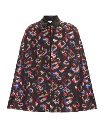 Caterina Gatta Faux Patent-collar Floral Jacquard Cape