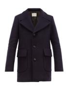 Matchesfashion.com Salle Prive - Scott Single Breasted Virgin Wool Blend Peacoat - Mens - Navy