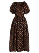 Simone Rocha Puff-sleeve Floral Fil Coup Dress