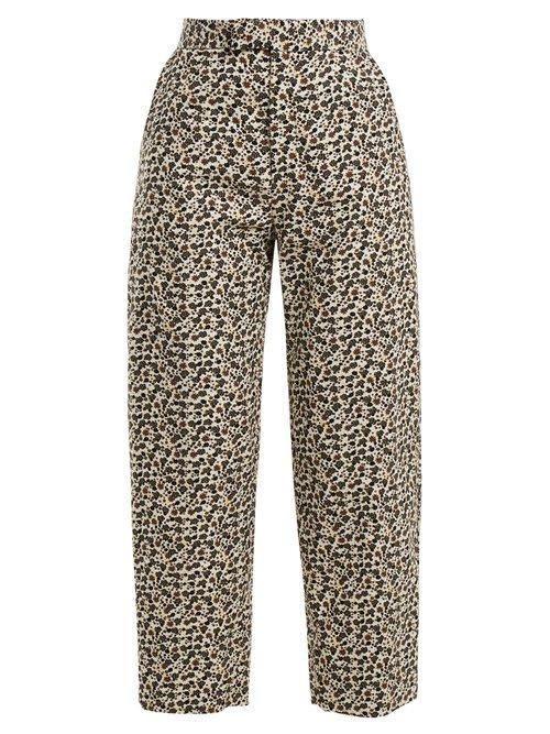 Matchesfashion.com Eckhaus Latta - Floral Print Wool Blend Corduroy Trousers - Womens - White Multi