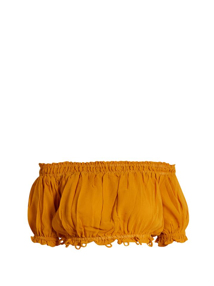 Apiece Apart Oeste Off-the-shoulder Silk Cropped Top