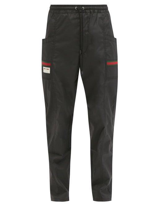 Matchesfashion.com Gucci - Web-stripe Cotton-canvas Track Pants - Mens - Black