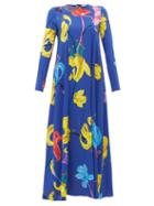 Matchesfashion.com La Doublej - Trapezio Floral Print Crepe Dress - Womens - Blue Multi