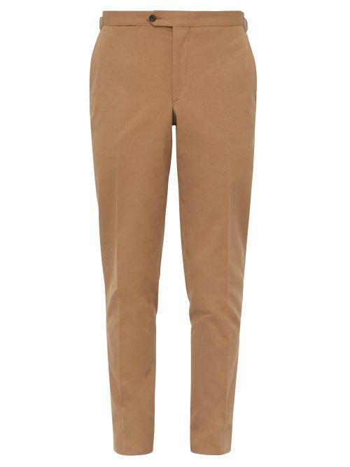 Matchesfashion.com Thom Sweeney - Tailored Cotton Twill Slim Leg Trousers - Mens - Brown