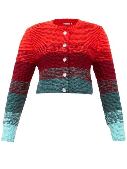 Germanier - Crystal-button Gradient Knitted Jacket - Womens - Red Multi