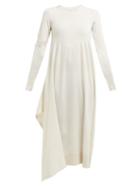 Matchesfashion.com Barrie - Asymmetric Side Slit Cashmere Midi Dress - Womens - Ivory
