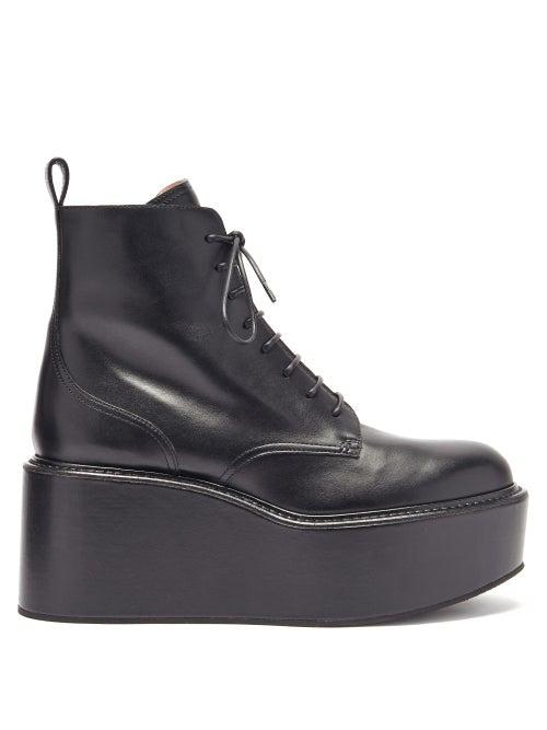 Matchesfashion.com Rochas - Exaggerated-platform Leather Boots - Womens - Black