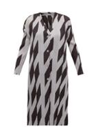 Matchesfashion.com Pleats Please Issey Miyake - Rhombus Print Pliss Cardigan - Womens - Black Grey