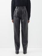 Nili Lotan - Etienne Pleated Leather Trousers - Womens - Black