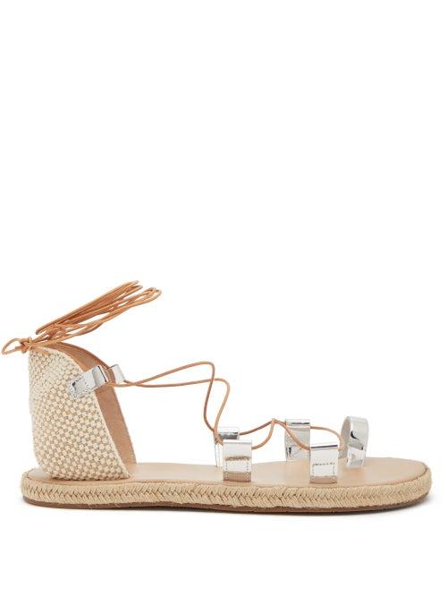 Matchesfashion.com Ancient Greek Sandals - Esmeralda Crossover Leather Espadrille Sandals - Womens - Silver