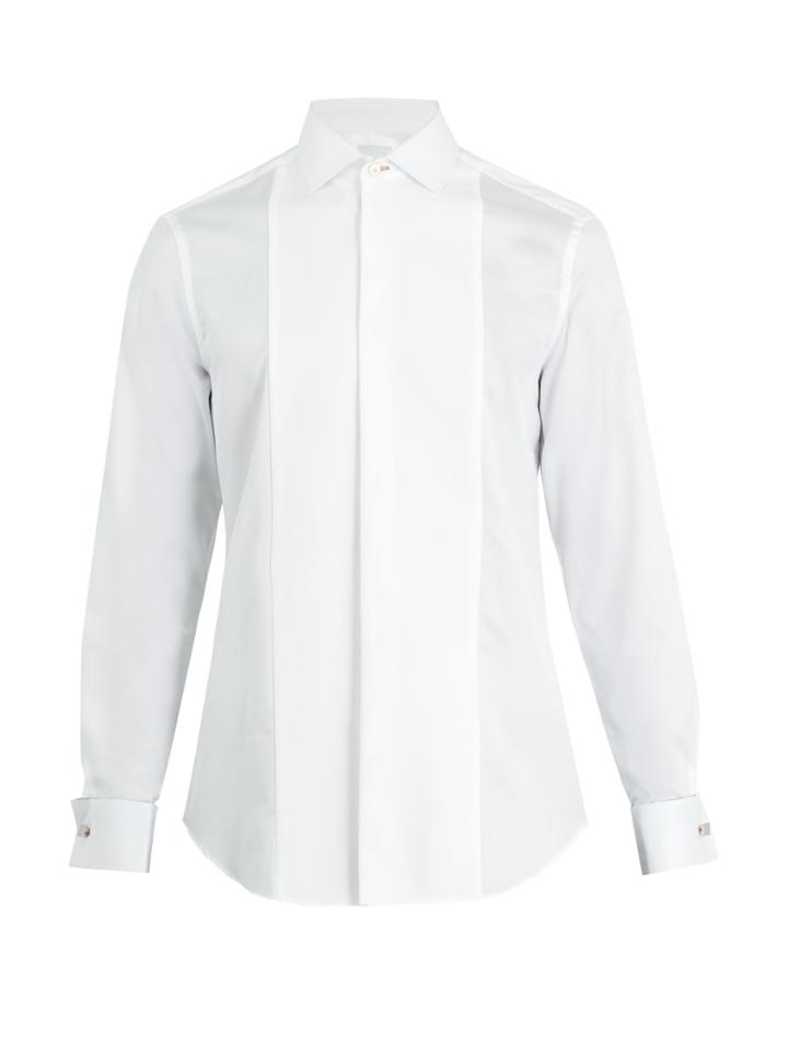Paul Smith Double-cuff Bib-detail Cotton Shirt