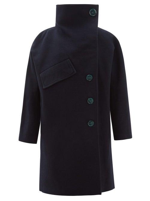 Matchesfashion.com Acne Studios - Ciara Asymmetric Wool Blend Overcoat - Womens - Navy