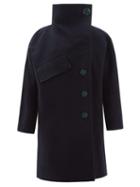 Matchesfashion.com Acne Studios - Ciara Asymmetric Wool Blend Overcoat - Womens - Navy