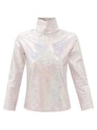 Batsheva - Iridescent High-neck Lam Top - Womens - Pink Multi