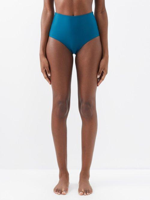 Casa Raki - Annie High-rise Recycled-fibre Bikini Briefs - Womens - Dark Blue