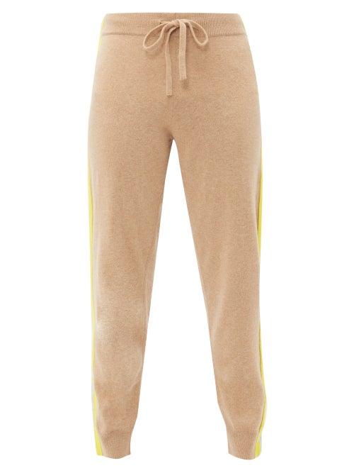 Matchesfashion.com Allude - Striped Trim Wool Blend Sweatpants - Womens - Beige Multi