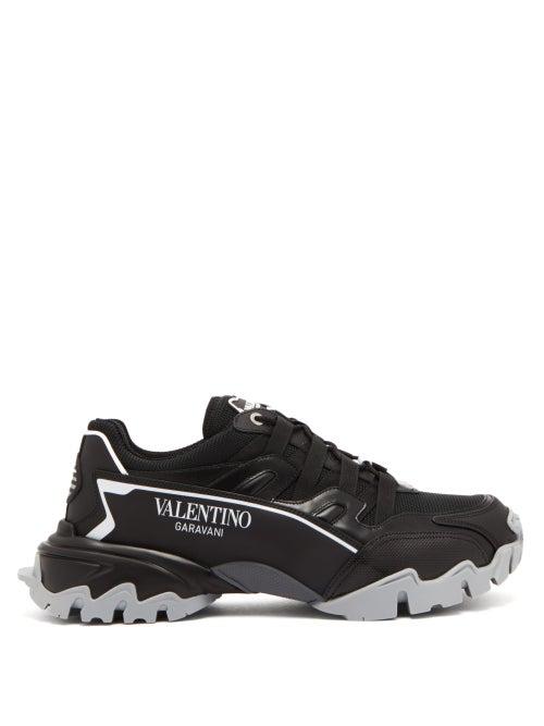 Matchesfashion.com Valentino - Climbers V Logo Mesh And Leather Trainers - Mens - Black