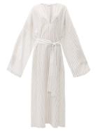 Matchesfashion.com Raey - Wide Sleeve Striped Sheer Cotton Beach Dress - Womens - White Stripe