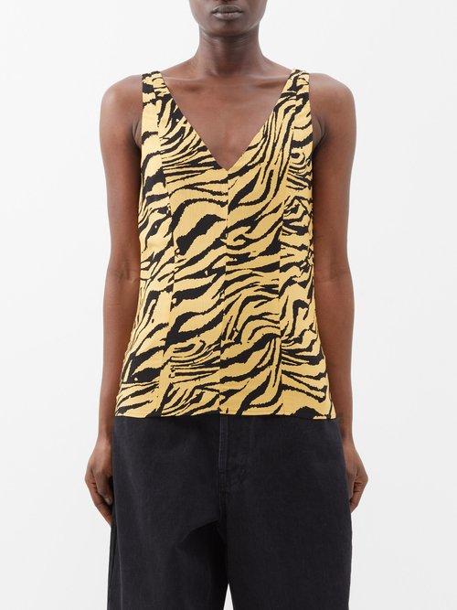 Raey - High Apex Gold Zebra Cami Top - Womens - Gold Multi