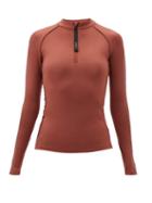 Matchesfashion.com Vaara - Helena Zipped-neck Stretch-jersey Top - Womens - Brown