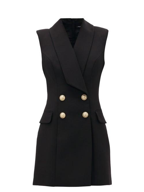 Matchesfashion.com Balmain - Double-breasted Wool Blazer Dress - Womens - Black