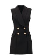 Matchesfashion.com Balmain - Double-breasted Wool Blazer Dress - Womens - Black
