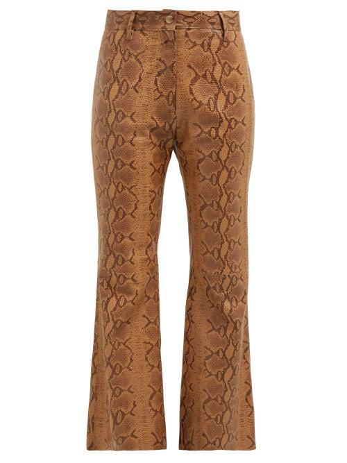 Matchesfashion.com Nili Lotan - Vianna Python Print Leather Trousers - Womens - Brown