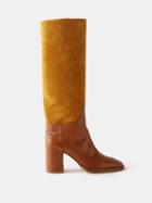 Chlo - Edith 75 Leather And Suede Knee-high Boots - Womens - Tan