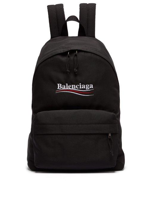 Matchesfashion.com Balenciaga - Explorer Logo Embroidered Coated Canvas Backpack - Mens - Black