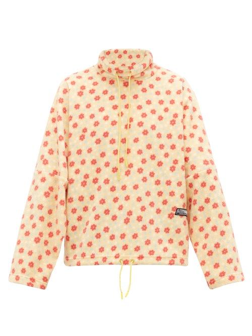 Matchesfashion.com Martine Rose - Bongo Floral And Polka-dot Fleece Sweatshirt - Mens - Yellow Multi