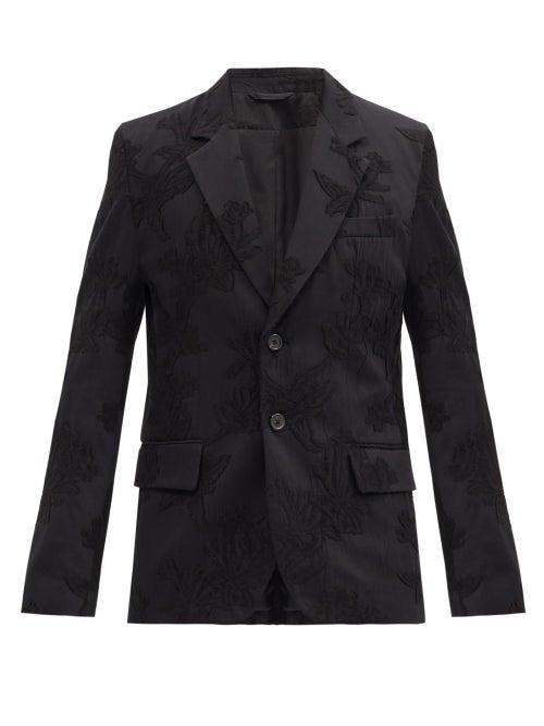 Matchesfashion.com Ann Demeulemeester - Single-breasted Embroidered Wool-blend Jacket - Mens - Black