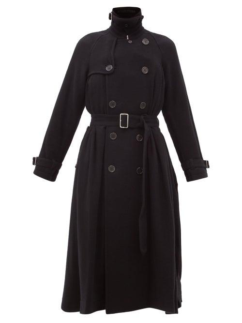 Matchesfashion.com Noir Kei Ninomiya - Double-breasted Wool Trench Coat - Womens - Black