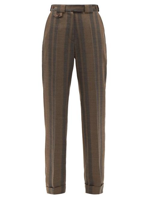 Matchesfashion.com Wales Bonner - Isaacs High-rise Striped Wool-blend Trousers - Womens - Brown