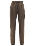 Matchesfashion.com Wales Bonner - Isaacs High-rise Striped Wool-blend Trousers - Womens - Brown
