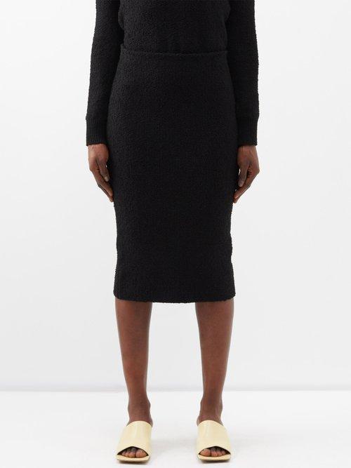 Bottega Veneta - Elasticated-waist Tweed Pencil Skirt - Womens - Black
