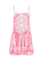 Ladies Beachwear Juliet Dunn - Scalloped Floral-print Cotton-voile Mini Dress - Womens - Pink Print