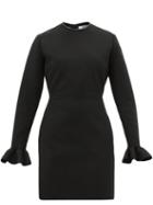 Matchesfashion.com Msgm - Ruffle-cuff Crepe Mini Dress - Womens - Black
