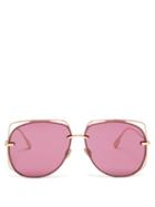 Matchesfashion.com Dior Eyewear - Diorstellaire6 Aviator Metal Sunglasses - Womens - Pink