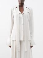 Palmer/harding Palmer//harding - Dissect Pussy-bow Twill Blouse - Womens - Ivory