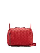 Matchesfashion.com Bottega Veneta - Nodini Intrecciato Leather Cross Body Bag - Womens - Red