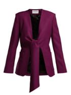 Matchesfashion.com Osman - Spencer Single Breasted Tie Front Wool Jacket - Womens - Dark Pink