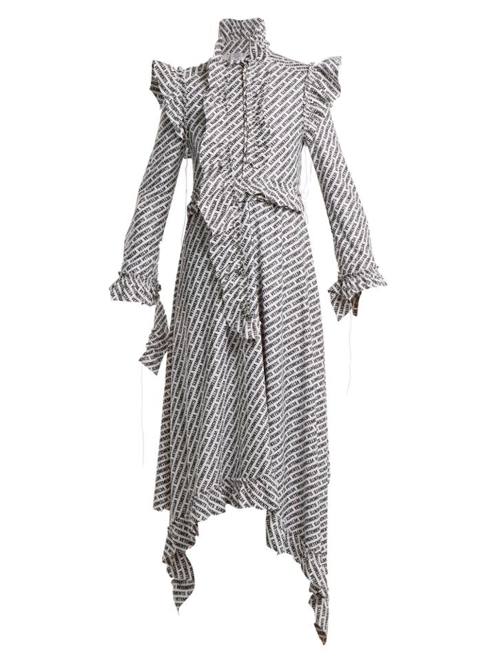 Vetements Logo-print Ruffle-trimmed Dress