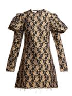 Matchesfashion.com Marques'almeida - Leaf Jaquard Mini Dress - Womens - Black Gold