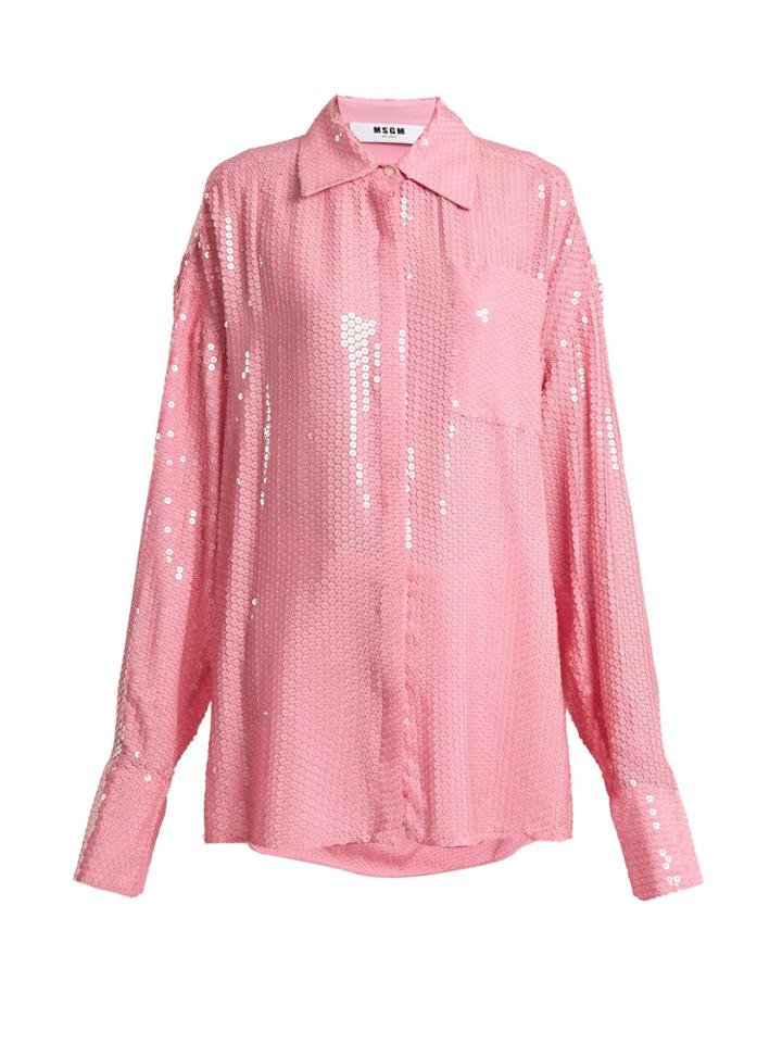 Msgm Sequin-embellished Shirt