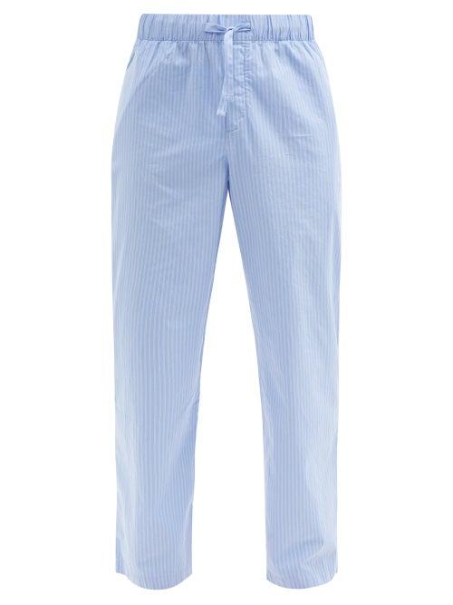 Mens Basics Tekla - Striped Organic-cotton Pyjama Trousers - Mens - Blue White